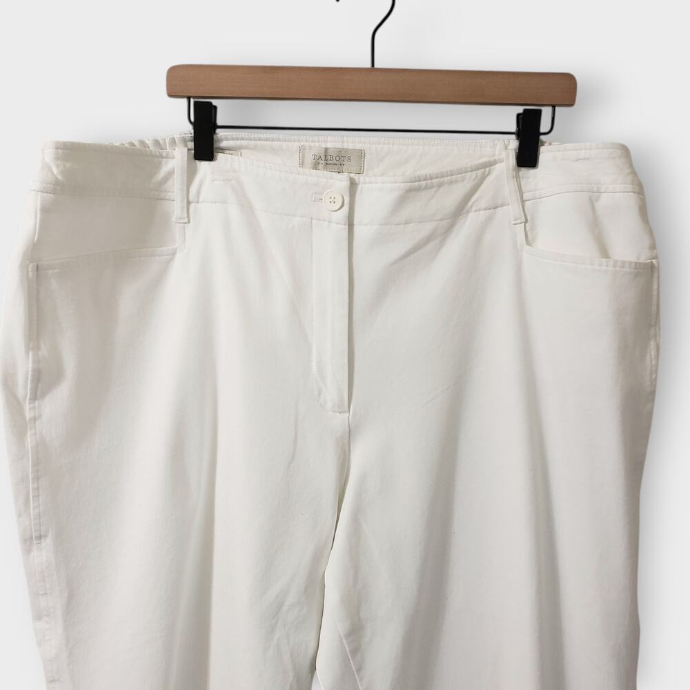 Talbots Woman Heritage White‎ Straight Cropped Pants 22W Stretch Pockets Summer - Picture 2 of 12